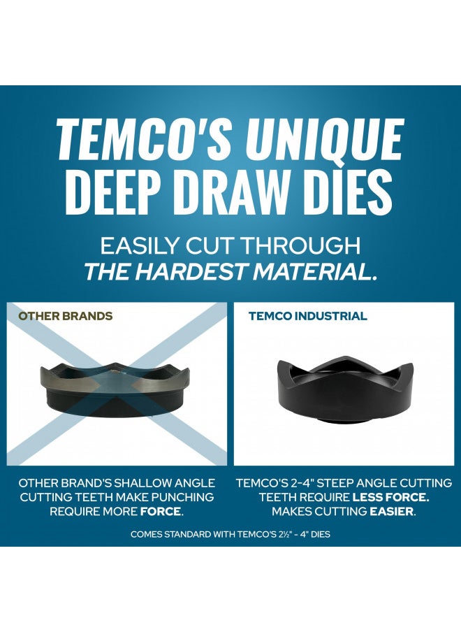 TEMCo Industrial TEMCo TH0037 4" Hydraulic Knockout Punch Electrical Conduit Hole Cutter Set KO Tool Kit 5 Year Warranty  - Image 1