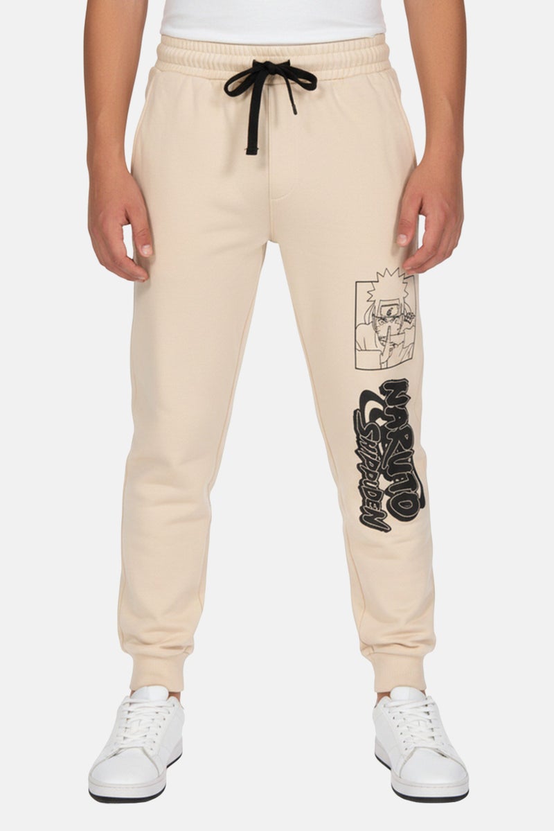 Naruto Kids Boy Graphic Print Sweatpants, Beige - Image 1