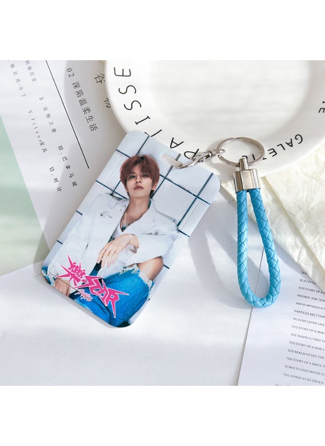 NIBEMINENT 1 - Piece STRAYKIDS Kpop Photo Card Holder Pendant Key Chain ID Badge Holder ID Card Holder Photo Card Protector for School ID Office ID Access Card for Women Girls 