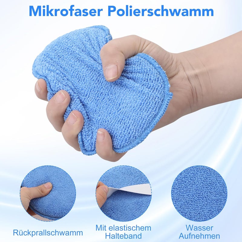 wlich Pack of 6 Car Polishing Sponge, Microfibre Car Sponge Polish with Elastic Band for Easy Gripping, Wax Applicator Sponge, Car Polishing Pads, 125 mm for Car Polish, Car Care - Image 3