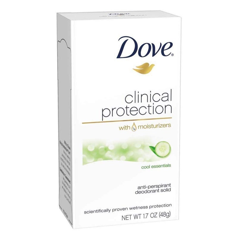 Dove Deodorant for Women, Clinical Protection Antiperspirant, Cool Essentials 3-Pack â€“ Prescription Strength Wetness Protection with Â¼ Moisturizers, 1.7 Oz Ea