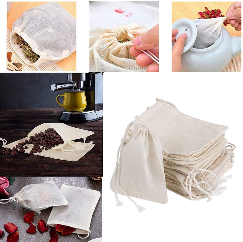 NJ OVERSEAS NJ Drawstring Muslin Bag Coin Pouch Herb Bag Pouch for Wedding Party Jewellery Bag Gift wrap Pack Bag Party gift packing Surprise gift pack (3x4) Inches) (50) - Image 5
