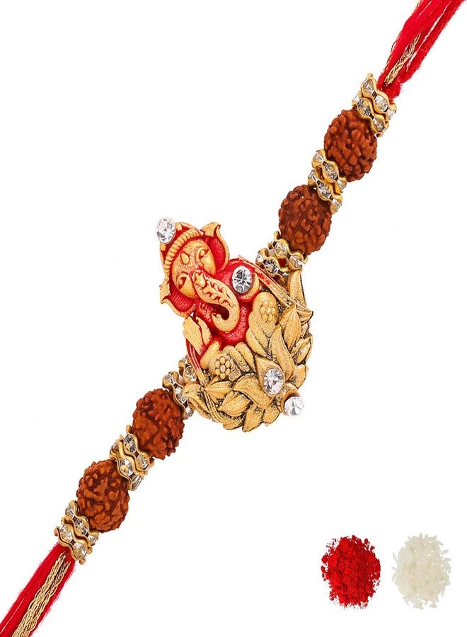 فويلا VOYLLA Divine Rudraksha Ganesha Rakhi مع حزمة رولي تشاوال | راخي للأخ | - Image 1
