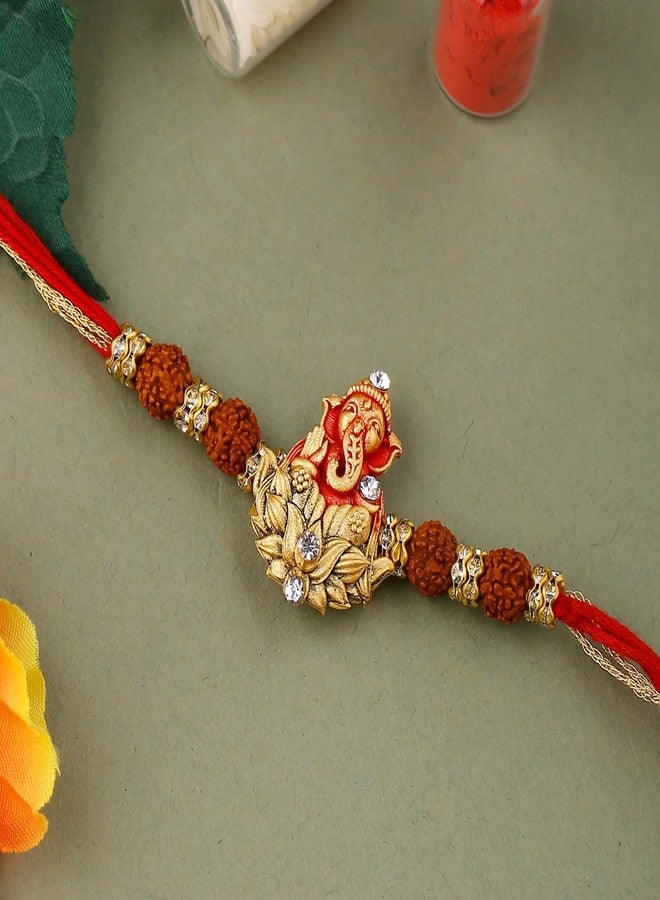 فويلا VOYLLA Divine Rudraksha Ganesha Rakhi مع حزمة رولي تشاوال | راخي للأخ | - Image 2