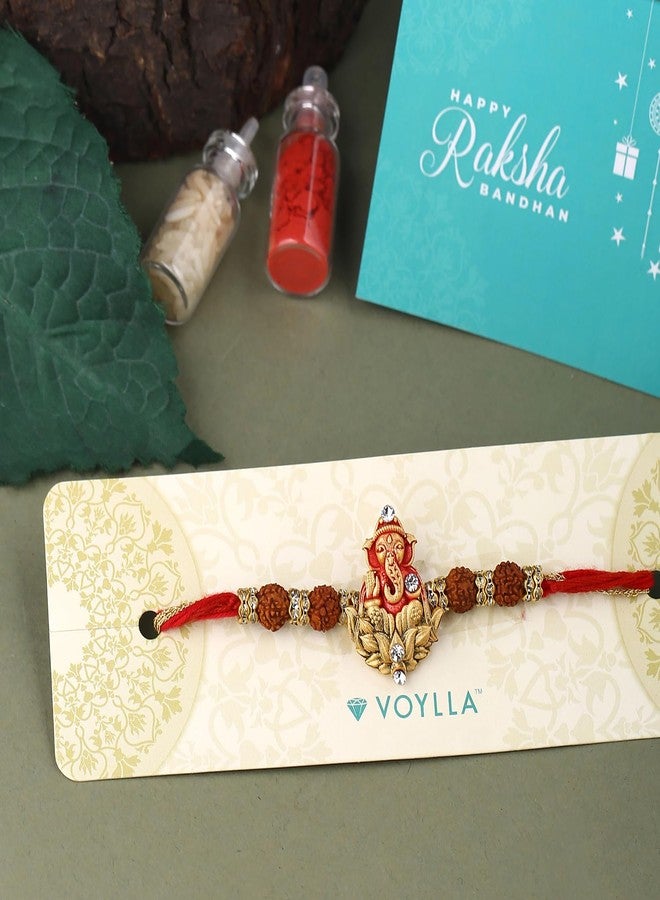 فويلا VOYLLA Divine Rudraksha Ganesha Rakhi مع حزمة رولي تشاوال | راخي للأخ | - Image 4