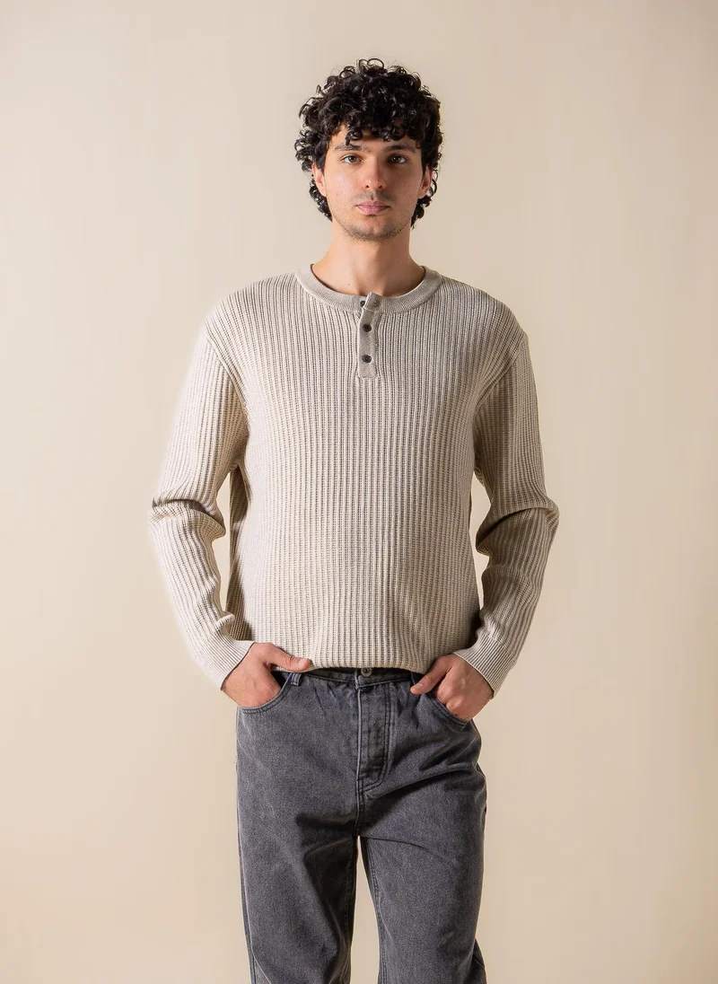 SHAPES TEXTURED HENLEY SWEATSHIRT