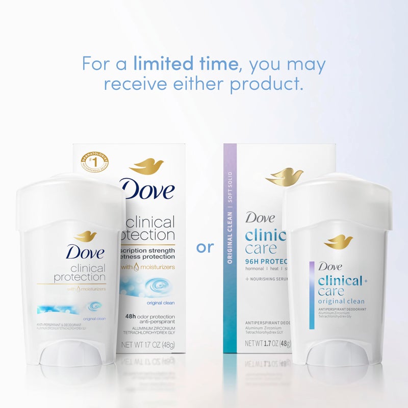 Dove Clinical Protection Antiperspirant Deodorant For Sweat and Odor Protection Original Clean Antiperspirant For Women Made With 1/4 Moisturizers 1.7 oz - Image 3