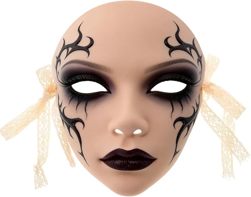 Chinese Style Cosplay Face Mask Red For Women Stage Performance Dance Party - Image 1