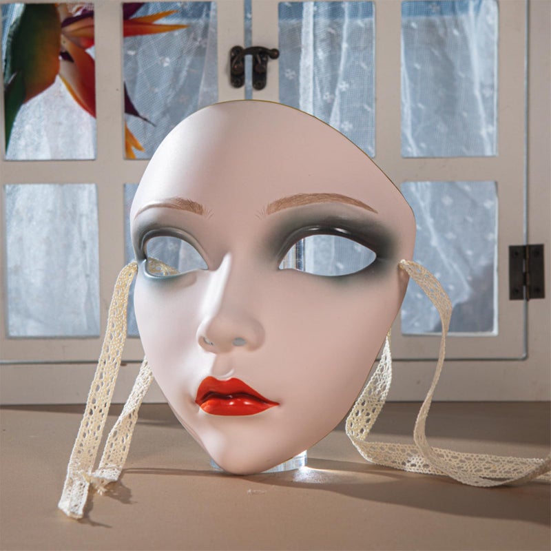 Chinese Style Cosplay Face Mask Red For Women Stage Performance Dance Party - Image 4