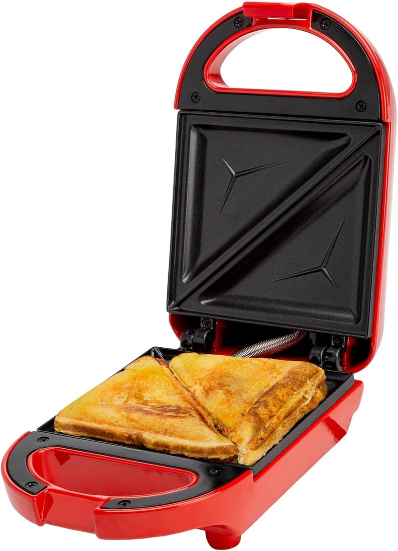 Tasty Mini Sandwich Maker, Makes Sandwiches, Paninis, Grilled Cheese, Desserts, Quick Results, Easy Cleanup, 600W, Red - Image 1