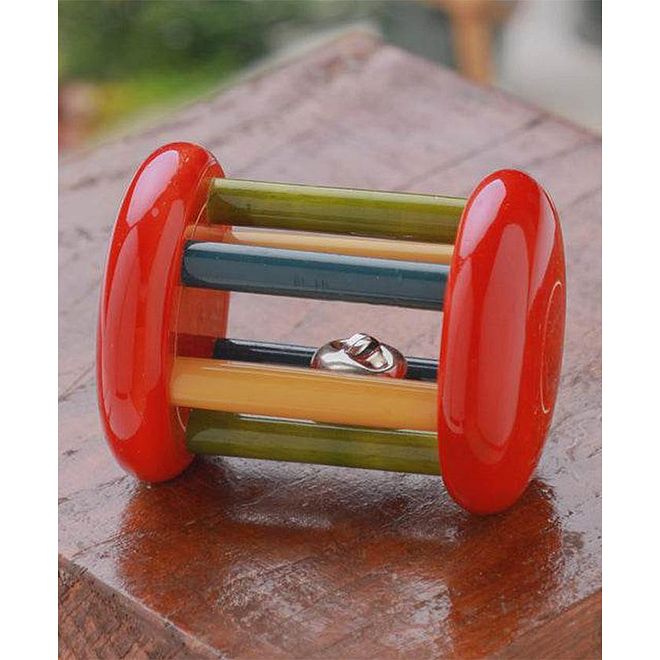 Ariro Eco-Friendly Wooden Rattle, Small Tumbler Shape, Red - Enhances Auditory Sense, Teething & Motor Skills, 0M+ - Image 1