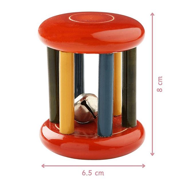 Ariro Eco-Friendly Wooden Rattle, Small Tumbler Shape, Red - Enhances Auditory Sense, Teething & Motor Skills, 0M+ - Image 4