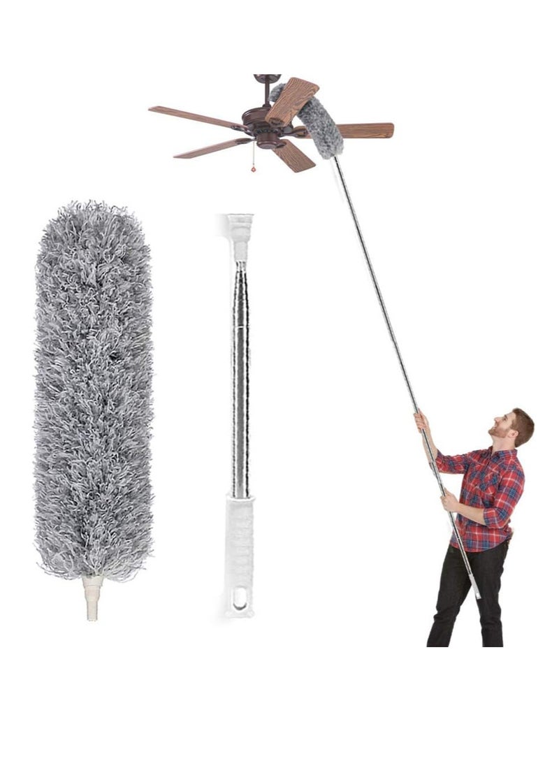 Generic - Lomida Feather Duster Extendable Telescopic Pole, Extra Long 100 inches,Microfiber Duster with Washable Bendable Head, Hand Duster for Cleaning High Ceiling Fans, Blinds, Cobweb, Cars - Image 1