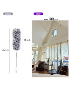 Generic Lomida Feather Duster Extendable Telescopic Pole, Extra Long 100 inches,Microfiber Duster with Washable Bendable Head, Hand Duster for Cleaning High Ceiling Fans, Blinds, Cobweb, Cars  - Image 2