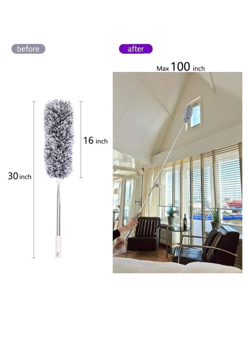 Generic - Lomida Feather Duster Extendable Telescopic Pole, Extra Long 100 inches,Microfiber Duster with Washable Bendable Head, Hand Duster for Cleaning High Ceiling Fans, Blinds, Cobweb, Cars - Image 1