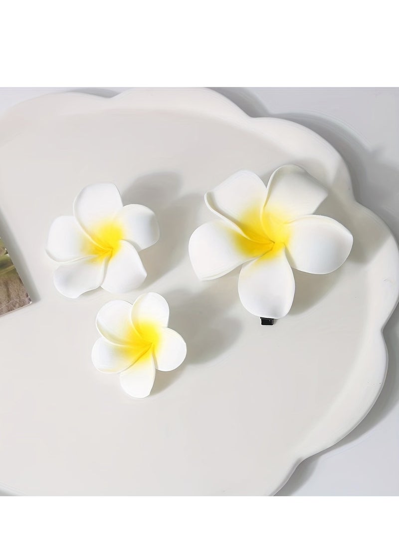 Generic - 6PCS Hawaiian Flower Hair Clips, Foam Plumeria Hair Clip Hawaiian Frangipani Hair Clip Hawaiian Hair Accessories(3 different sizes) - Image 1