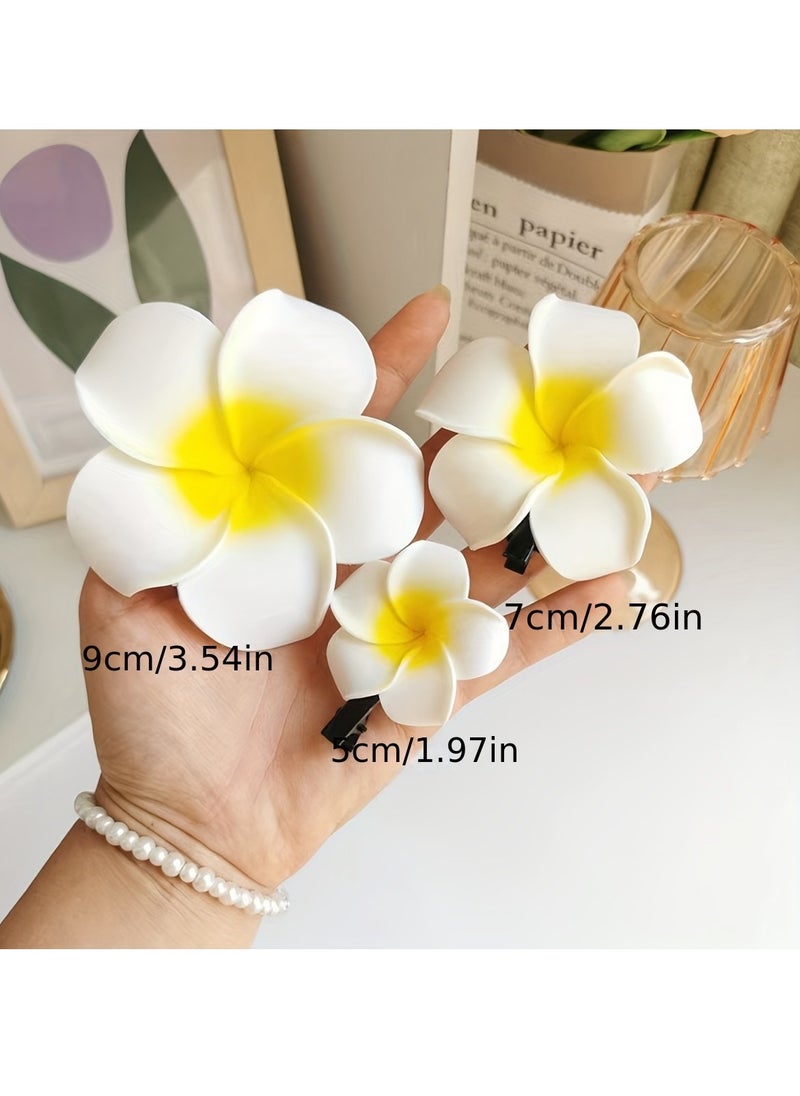 Generic - 6PCS Hawaiian Flower Hair Clips, Foam Plumeria Hair Clip Hawaiian Frangipani Hair Clip Hawaiian Hair Accessories(3 different sizes) - Image 1