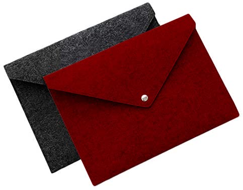 GREENSHEEP Felt Document Folders - Portable File Holder Document Organizer with Button Closure for Office, School, Stationery, Pack of 2 (Red and Dark Grey) - Image 1