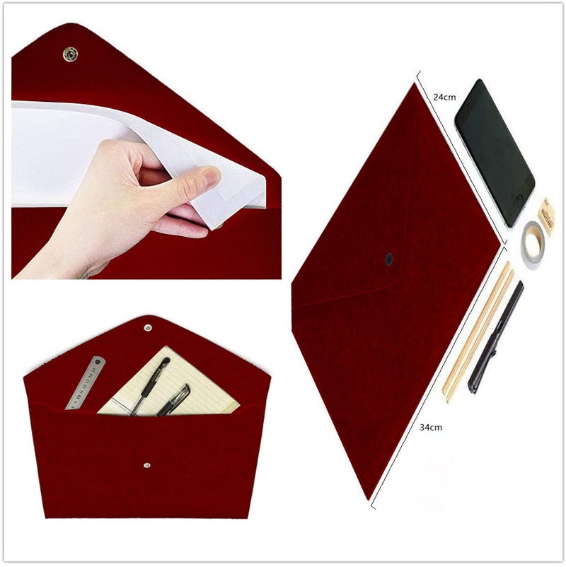 GREENSHEEP Felt Document Folders - Portable File Holder Document Organizer with Button Closure for Office, School, Stationery, Pack of 2 (Red and Dark Grey) - Image 5