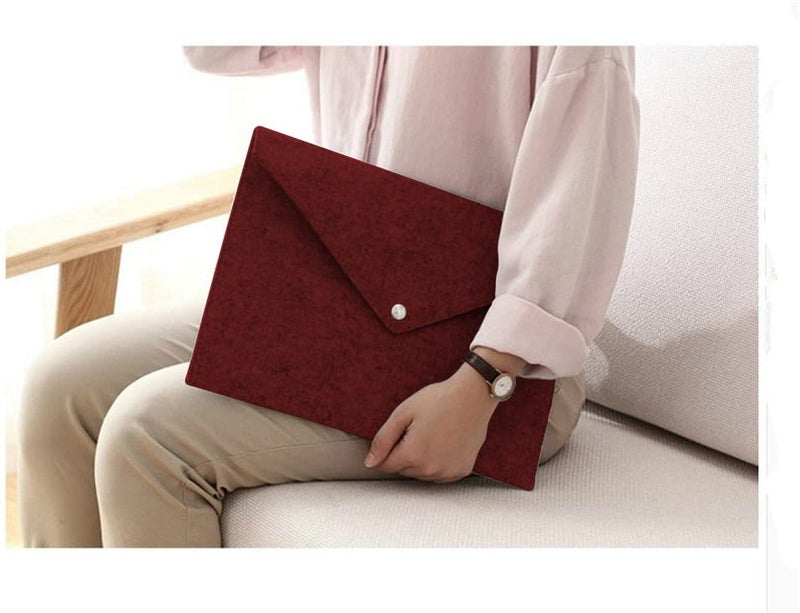 GREENSHEEP Felt Document Folders - Portable File Holder Document Organizer with Button Closure for Office, School, Stationery, Pack of 2 (Red and Dark Grey) - Image 3