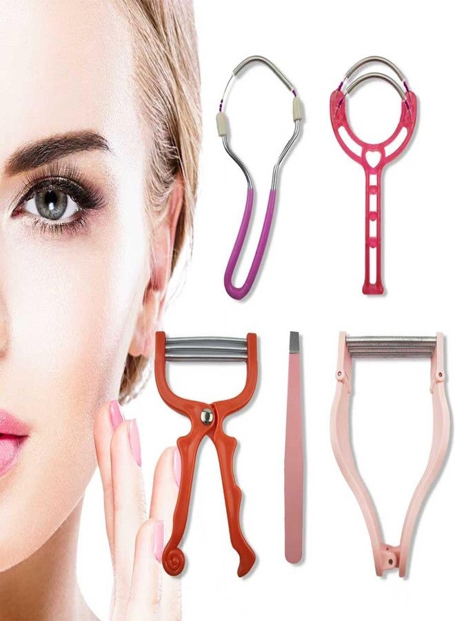 مجموعة إزالة شعر الوجه 5 في 1 من سبرينغ - لإزالة شعر الوجه للنساء، مزودة بملقط سبرينغ لإزالة شعر الذقن والشفة العليا والشارب - Image 1