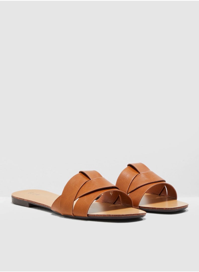 ELLA - Woven Design Flat Sandal - Image 1
