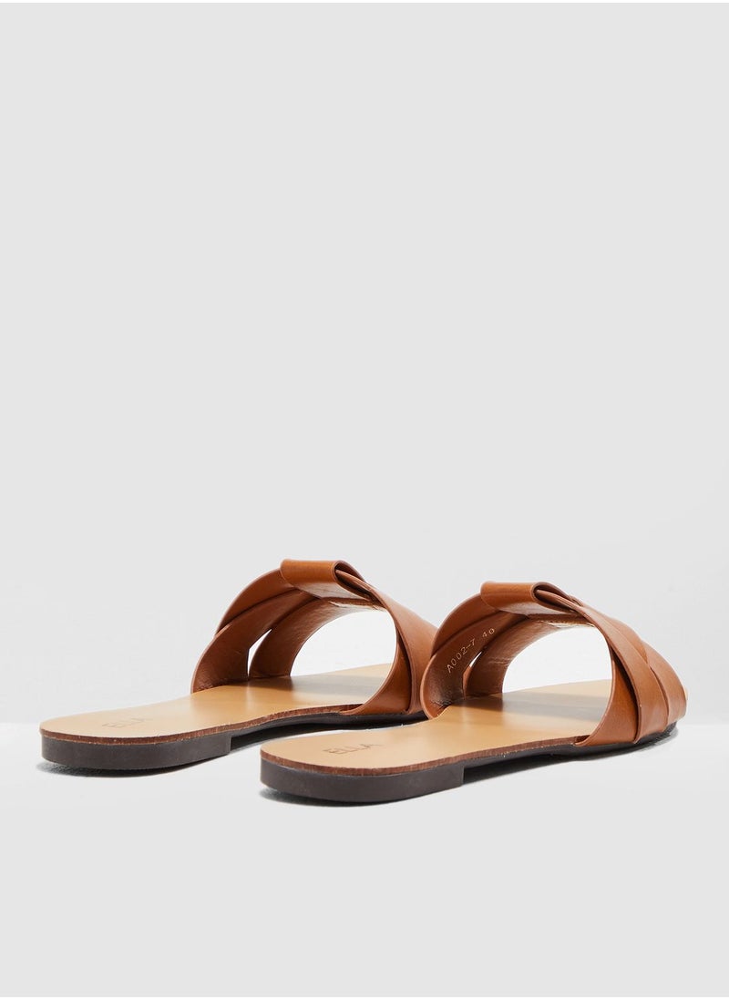 ELLA - Woven Design Flat Sandal - Image 1
