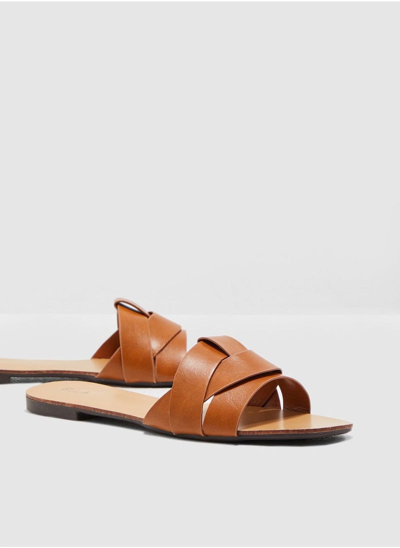 ELLA - Woven Design Flat Sandal - Image 1