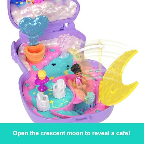 Polly Pocket دمى وبلاي سيت بولي بوكيت، لامب كوزي دريم لاند المدمجة، لعبة سفر مع 1 دمية ميكرو، يونيكورن أليف، ملحقات طعام وأزياء - Image 5