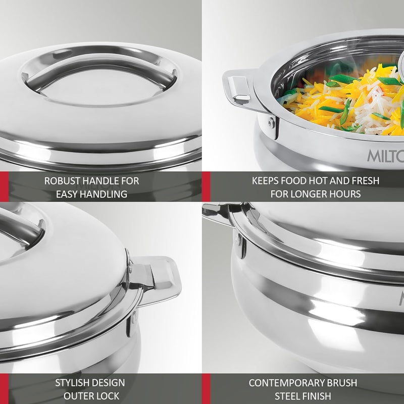 Milton MILTON Sphere 2500 Stainless Steel Casserole 233 Litre Silver Double Walled PU Insulated Hot Cold Food Grade Easy to Lift Handle Hygienic - Image 3