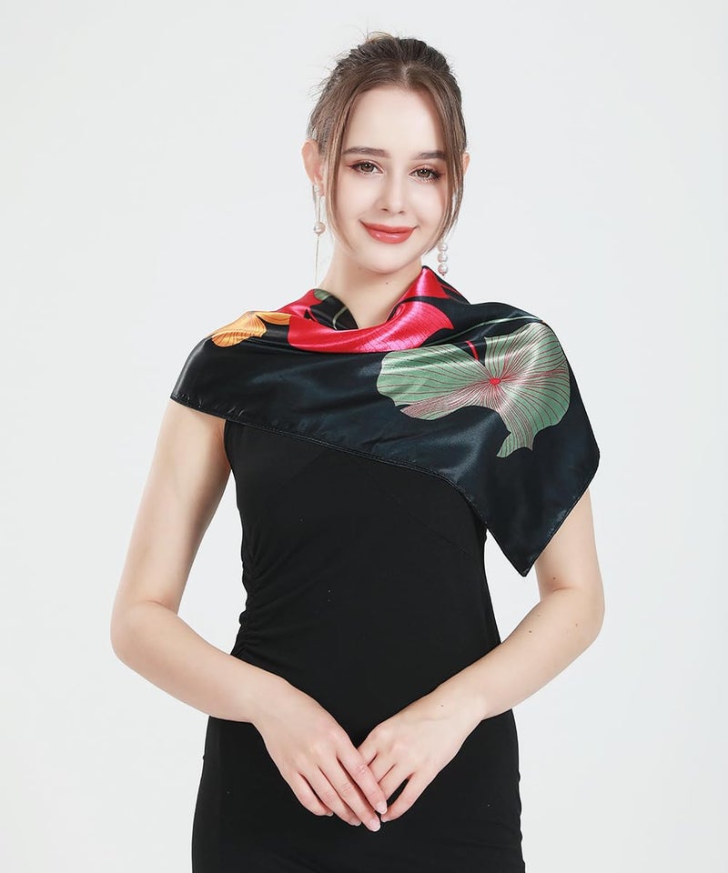 QBSM 35'' Satin Large Square Head Scarf Silk Feeling Neck Scarves Hair Sleeping Wrap Lightweight Headscarf for Women - Image 5