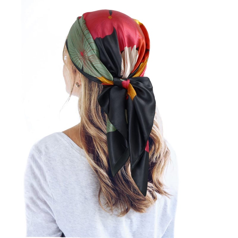 QBSM 35'' Satin Large Square Head Scarf Silk Feeling Neck Scarves Hair Sleeping Wrap Lightweight Headscarf for Women - Image 1