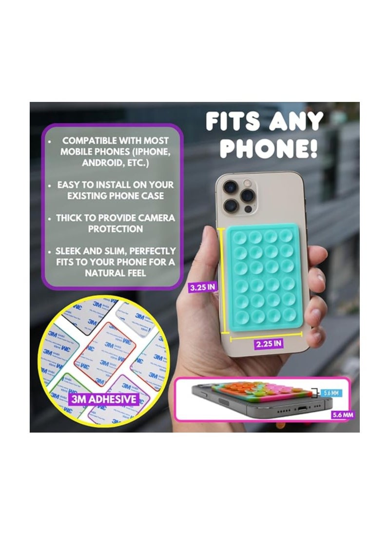 Suction Phone Case Mount, Sillicon Adhesive Phone Accessory for iPhone and Android, Hands-Free Fidget Toy Mirror Shower Phone Holder, Tiktok Videos and Selfies (Black)