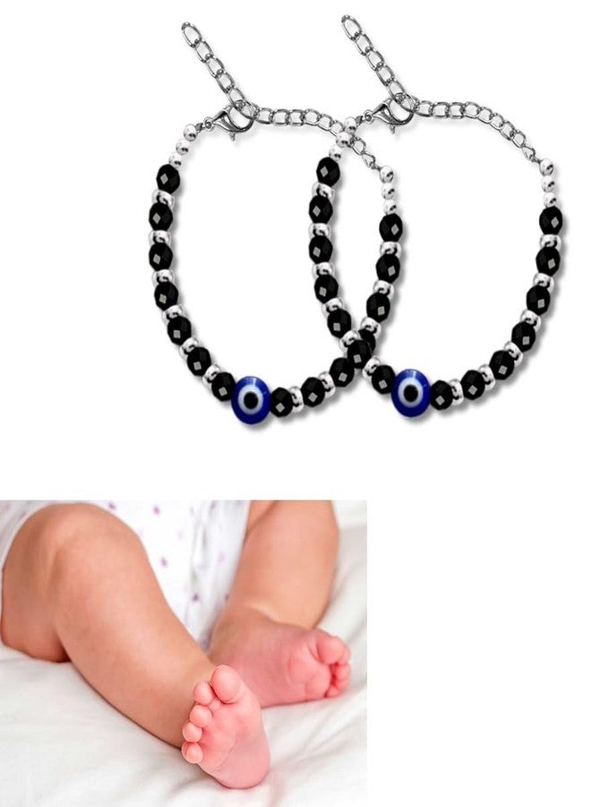 Bigwheels (Set Of 2 Pcs) JAA0023-01 Crystal Beads/Stone Evil Eye Toddlers/Kids Nazariya Foot/Leg Payal Chain Anklets/Bracelet For 1 Years To 5 Years New Born Baby Boys & Girls - Image 2