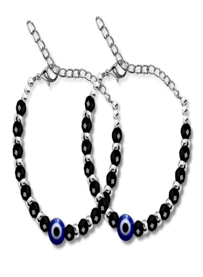Bigwheels (Set Of 2 Pcs) JAA0023-01 Crystal Beads/Stone Evil Eye Toddlers/Kids Nazariya Foot/Leg Payal Chain Anklets/Bracelet For 1 Years To 5 Years New Born Baby Boys & Girls - Image 1
