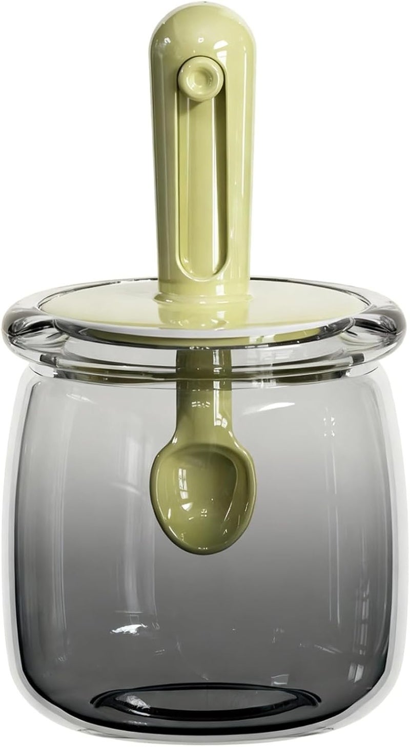 BOSREROY 10 Oz Glass Condiment Jar, Spoon, Green Gradient, Kitchen - Image 1