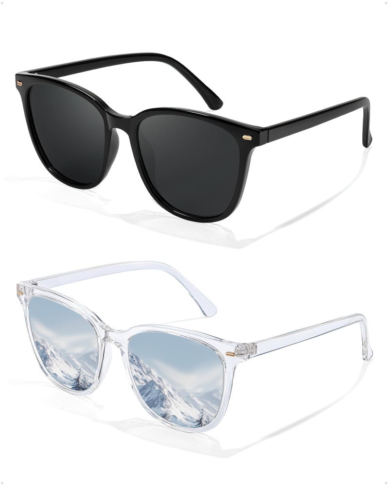 FIMILU 2 Packs Sunglasses for Women Polarized UV400 Protection Lens Big Frame Fashion Glasses Trendy Stylish Shade - Image 1
