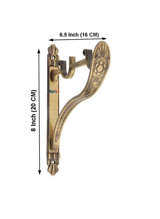 Ferio Double Curtain Holder Zinc Alloy Heavy for Door and Window Fitting for 1 Inch Rod Pocket Size Brass Antique Finish for Home Décor (Pack of 6) - Image 2