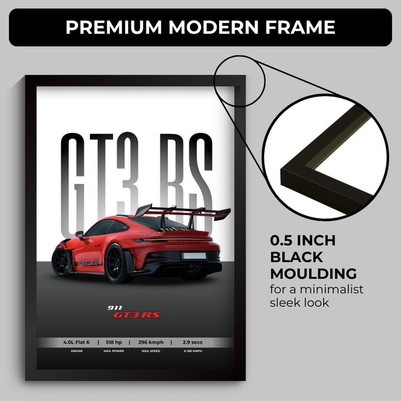 Funk You Store ملصق بورش 911 GT3 RS | مؤطر بحجم A4 (31 × 23 سم) | ملصقات سيارات خارقة للحائط، هدية للأولاد، إطارات سيارة 911 | ملصق سيارة للحائط، غرفة النوم، السكن الطلابي، غرفة الدراسة، المكتب (F_006) - Image 5