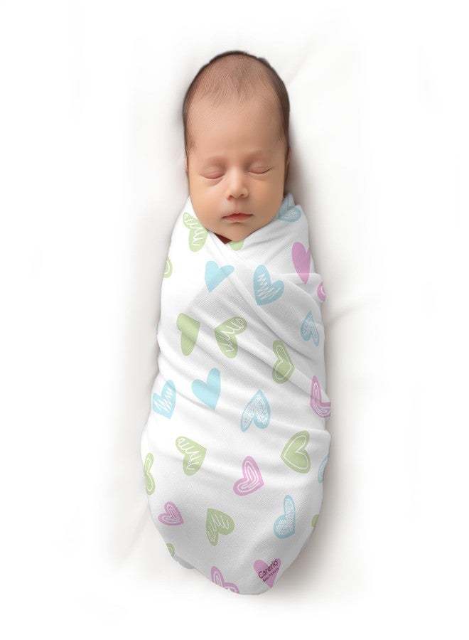 CARERIO Baby Wrapper Ultra-Soft, Breathable & Stretchy Baby Wrap for Newborns & Infants (Hearts of Joy (10)) - Image 1