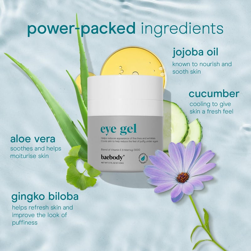 Baebody جل باي بودي تحت العين - كريم متقدم للتبريد تحت العين للهالات السوداء والانتفاخ - مضاد للشيخوخة ومرطب - هدايا جمالية للنساء (50 مل/1.7 أونصة سائلة) - Image 3