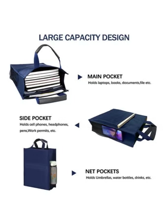 fantasize Waterproof Oxford Document Bag, Portable File Tote with Zipper and Net Pocket for B4 Books, Files and Laptop, Ideal for Business Meetings and Office Use (36 * 28 * 10cm) - Image 3