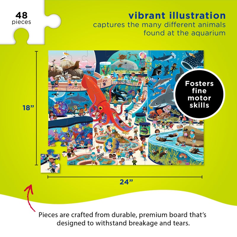 Crocodile Creek Above + Below 48-Piece Jigsaw Floor Puzzle - Fun Floor Puzzles for Kids Ages 4-8 - Day at The Aquarium - 18 x 24 inches Finished - Image 3
