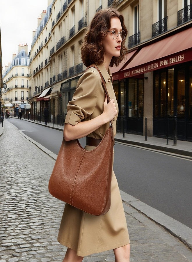 befen Genuine Leather Hobo Bag Purses for Women, Soft Real Leather Women's Shoulder Bag Handbags, Leather Shoulder Hobo Purse Designer Bags for Daily Work Travel (Dark Brown) - Image 2