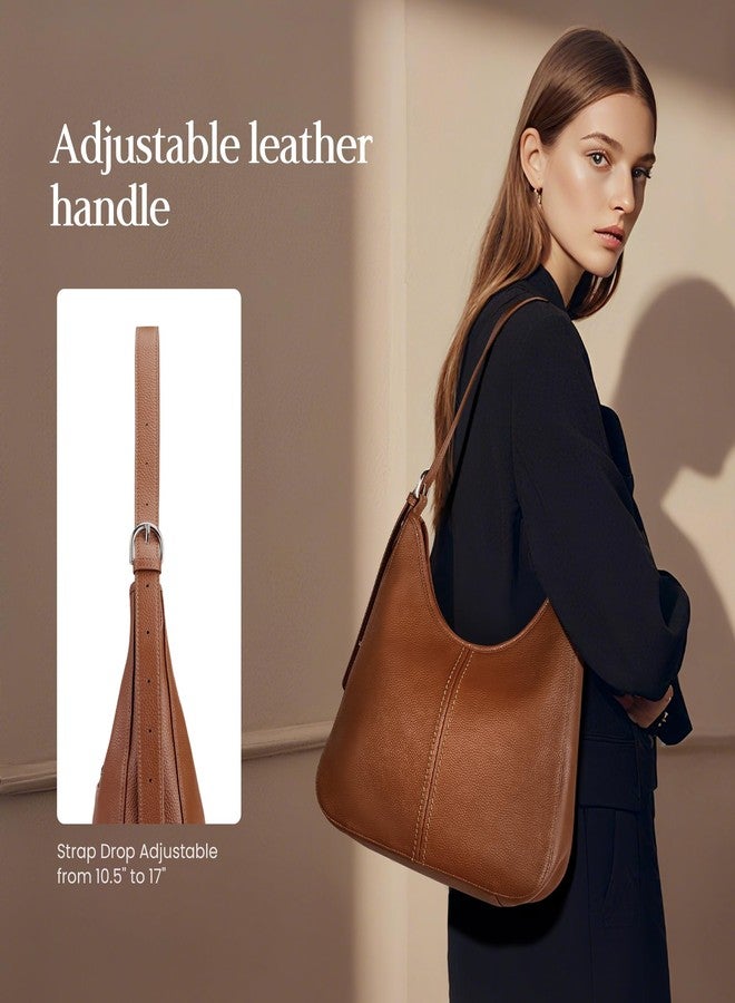 befen Genuine Leather Hobo Bag Purses for Women, Soft Real Leather Women's Shoulder Bag Handbags, Leather Shoulder Hobo Purse Designer Bags for Daily Work Travel (Dark Brown) - Image 3