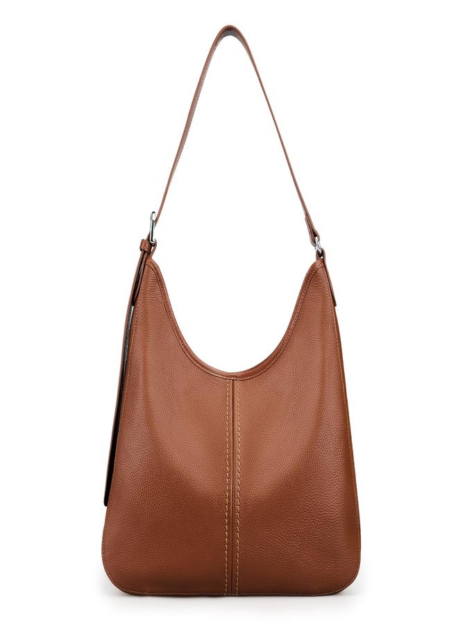 befen Genuine Leather Hobo Bag Purses for Women, Soft Real Leather Women's Shoulder Bag Handbags, Leather Shoulder Hobo Purse Designer Bags for Daily Work Travel (Dark Brown) - Image 1