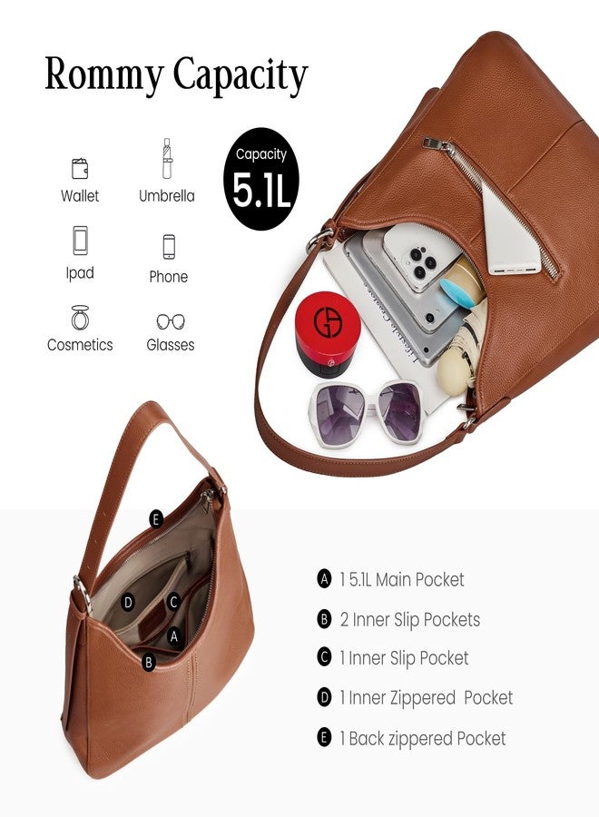 befen Genuine Leather Hobo Bag Purses for Women, Soft Real Leather Women's Shoulder Bag Handbags, Leather Shoulder Hobo Purse Designer Bags for Daily Work Travel (Dark Brown) - Image 5
