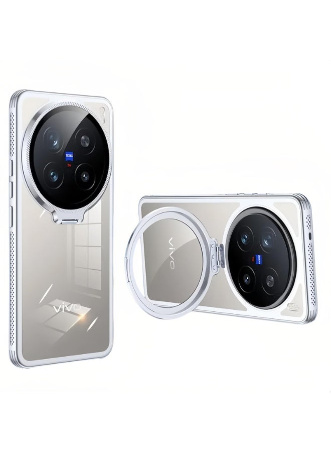 عام غطاء متوافق مع فيفو X200 برو - غطاء خلفي شفاف رفيع للغاية مع حامل عدسة زجاجية للكاميرا وإطار لتبديد الحرارة - Image 1