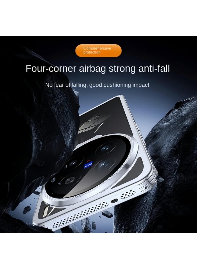 عام غطاء متوافق مع فيفو X200 برو - غطاء خلفي شفاف رفيع للغاية مع حامل عدسة زجاجية للكاميرا وإطار لتبديد الحرارة - Image 5