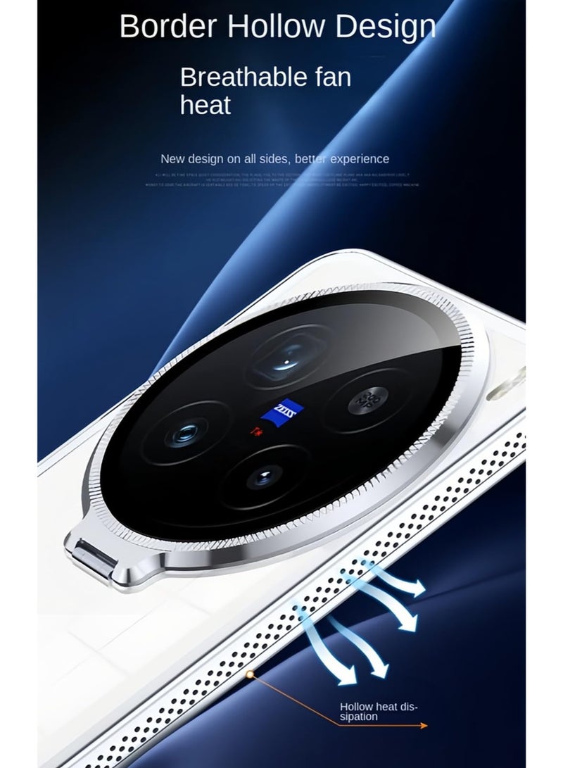 عام غطاء متوافق مع فيفو X200 برو - غطاء خلفي شفاف رفيع للغاية مع حامل عدسة زجاجية للكاميرا وإطار لتبديد الحرارة - Image 4